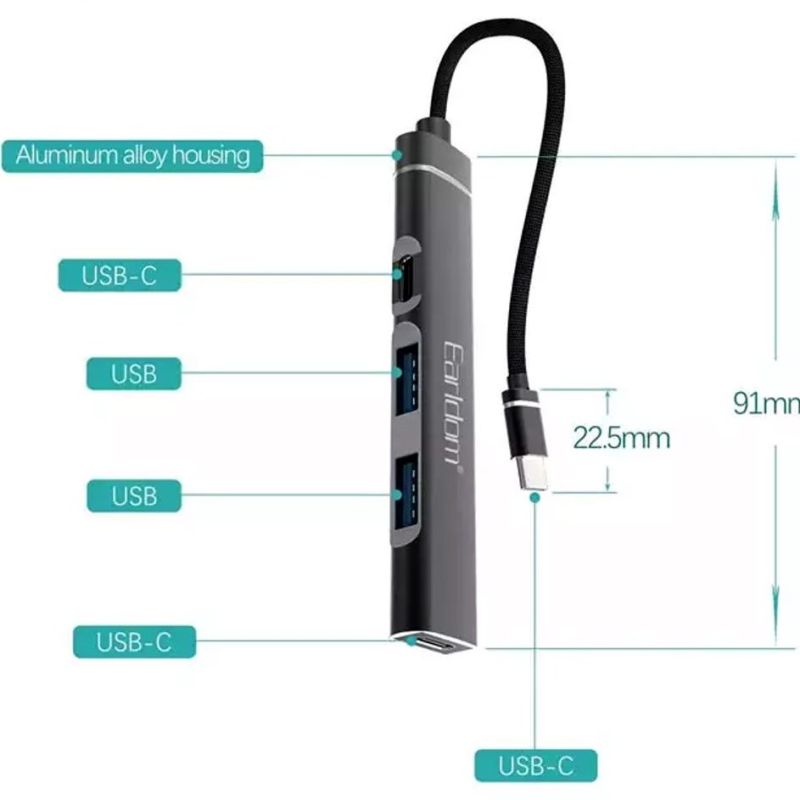 هاب 4 پورت USB-C ارلدام مدل HUB19