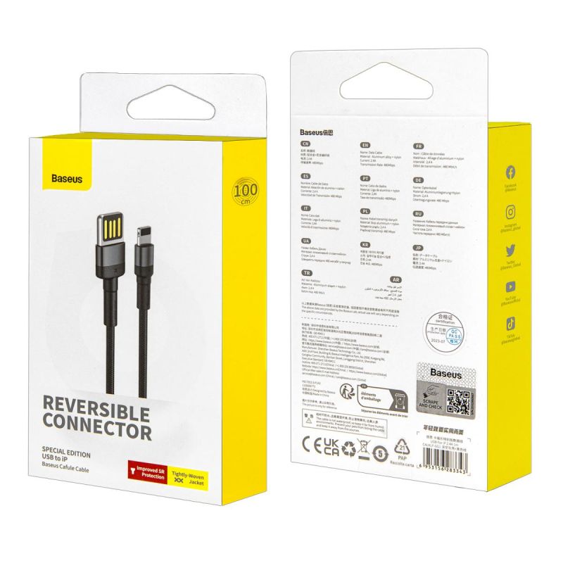 کابل تبدیل USB به لایتنینگ باسئوس مدل CALKLF-GG1 Cafule Special Edition طول 2 متر